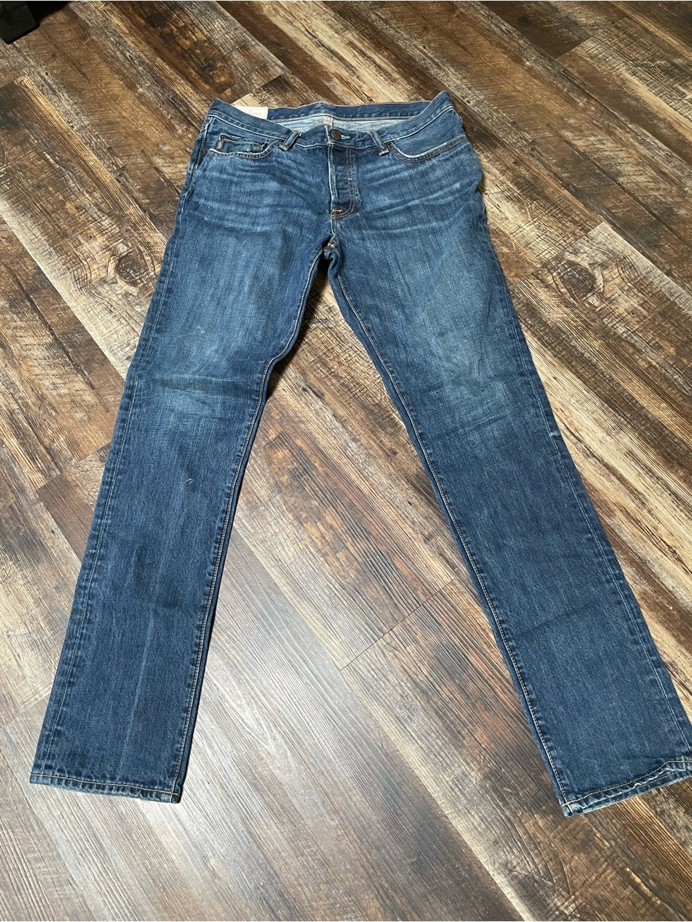 Abercrombie & Fitch Men's Dark Blue Straight Jeans